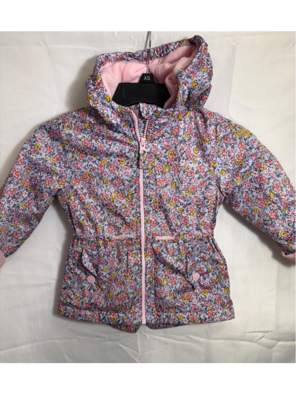 Girls OshKosh B'gosh Spring Jacket Anorak 3T Blue Pink Floral Fleece Lined
